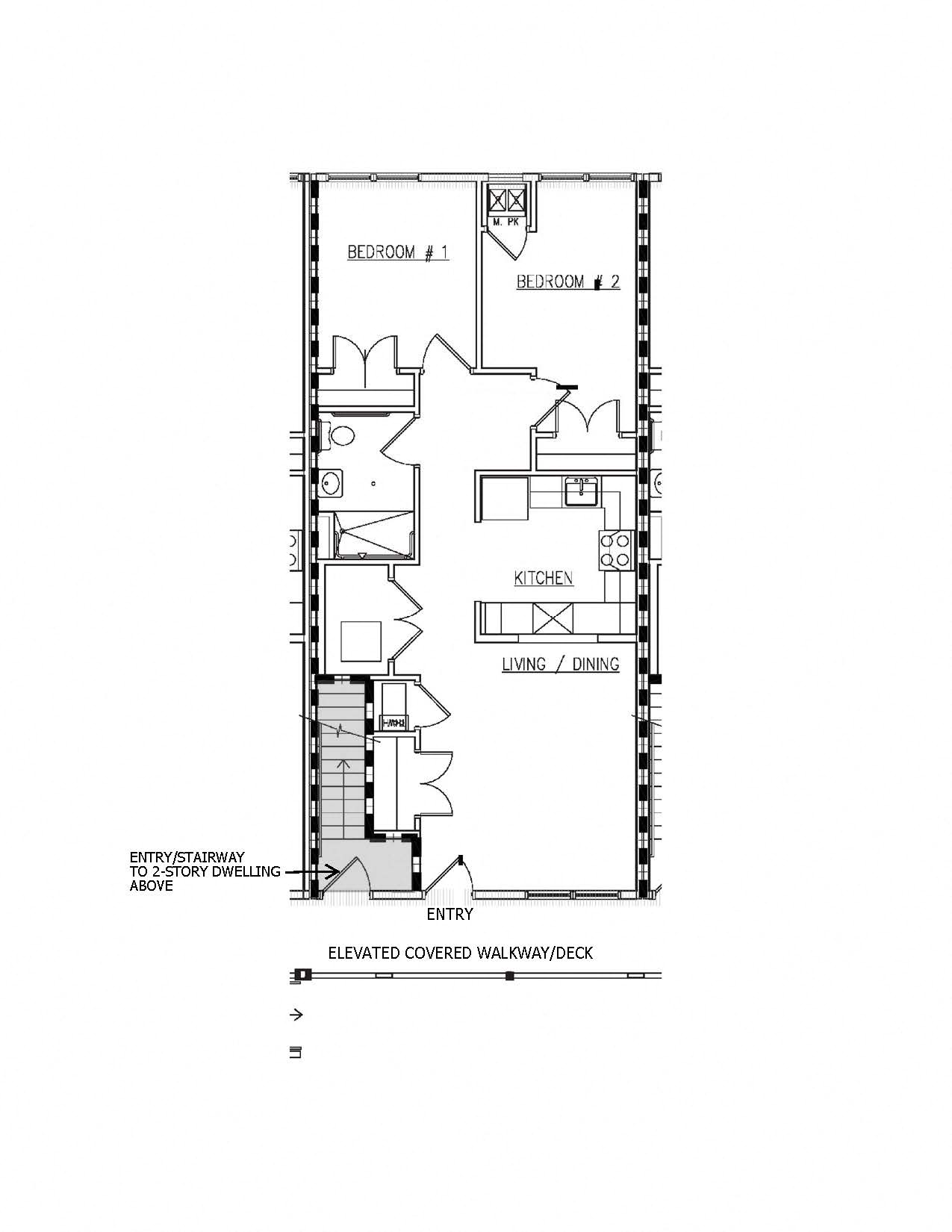 Floor plan for 2 beds, 1 bath, 896 sqft